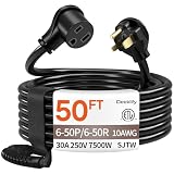 50FT 30 Amp 10 Gauge 3 Prong Welder Extension Cord, NEMA 6-50P to NEMA 6-50R, Heavy Duty 250V Welding Extension Cable for Lincoln, Plasma, Miller, SJTW, ETL Listed