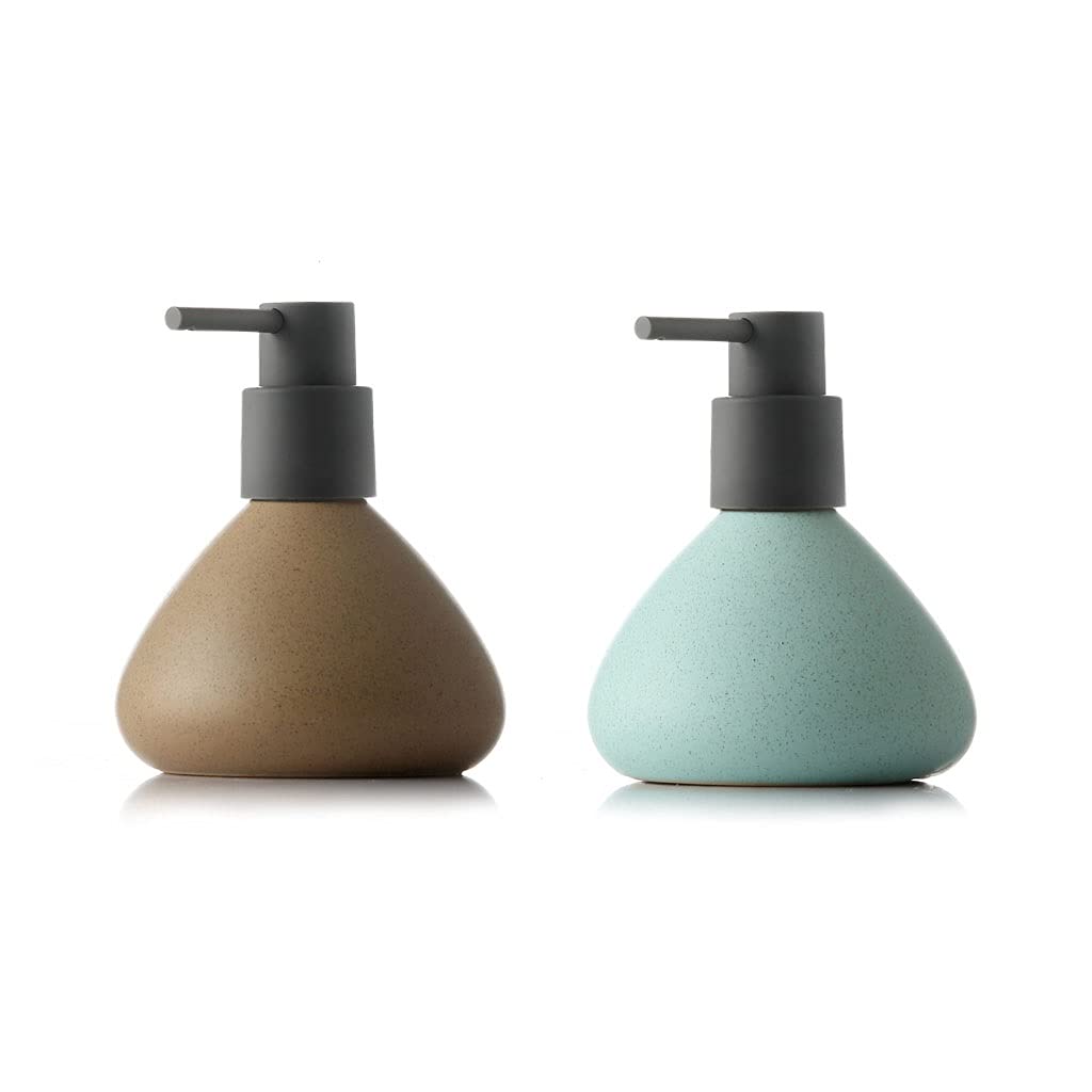 Dispenser per Sapone Liquido, Bottiglia Vuota lozione a Pressione Piccola Bagno/Cucina, 250 ml/8(Brown+Green)