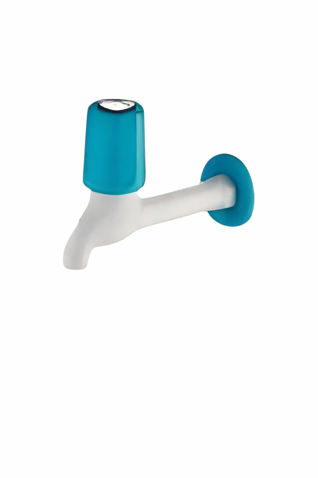 Wall-Mounted Water Tap, White and Blue, Single Lever Bib Cock with Flange (1)-image-41