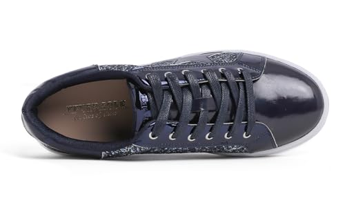 Image of FEVERSOLE Women's Fashion Lace Up Dress Sneakers Sparkly Party Shiny Shoes