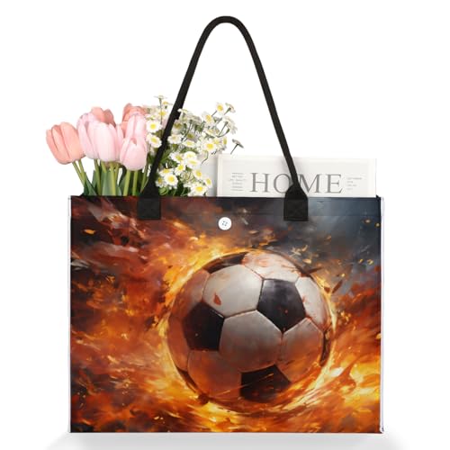 Fire Football Tote Bag for Women Large Beach Bag Reusable Tote Bags for Work Travel Beach Shopping3