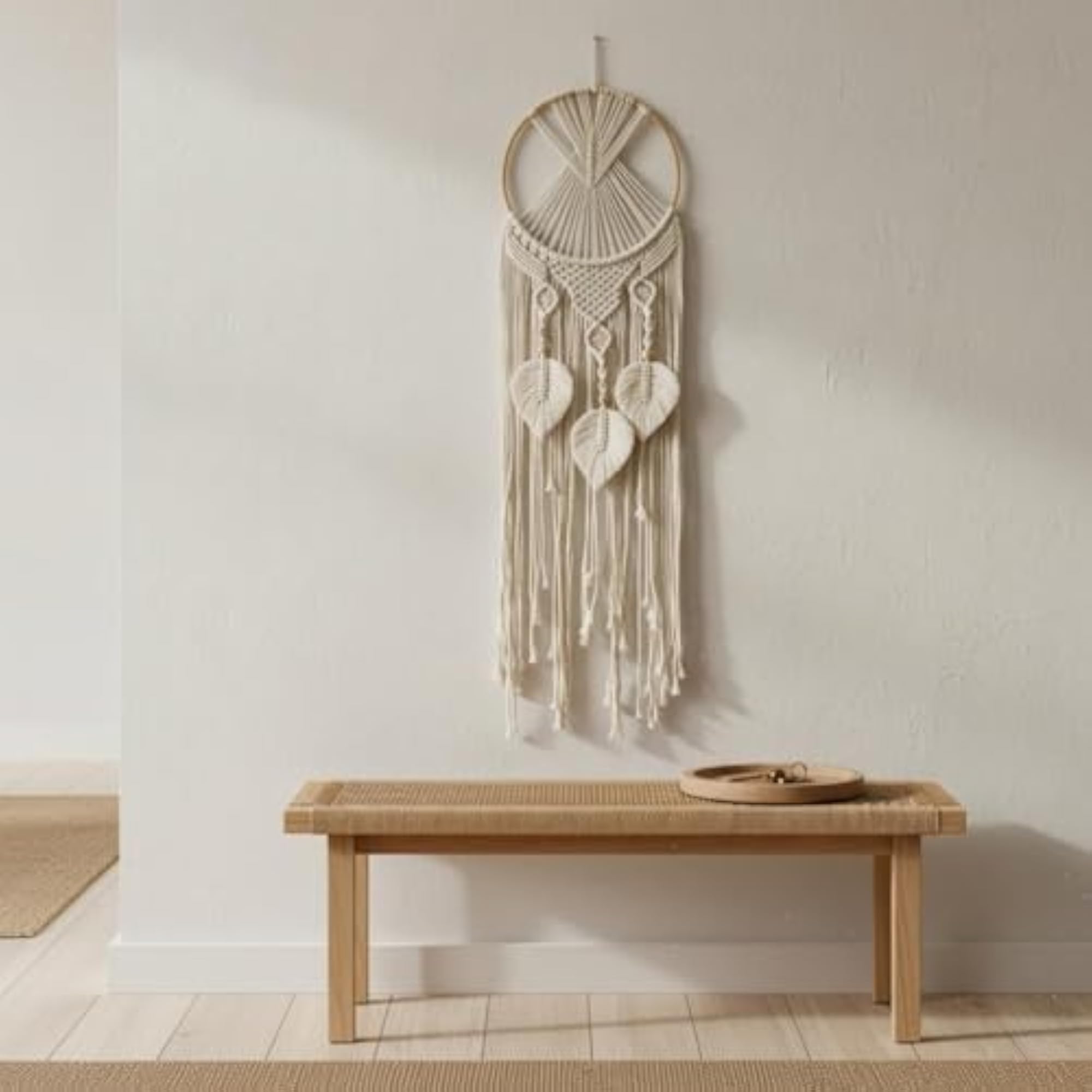 Handmade Boho Foliage Macrame Dream Catcher Wall Hanging