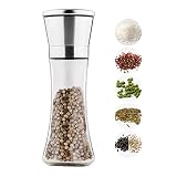 Salt and Pepper Grinders with Silicon Stand - Tall Salt and Pepper Shakers with Ceramic Spice Grinde