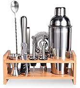 Cocktail Shaker Set Met Houder - 17-Delige Mixologie Barkeeper Kit, Bar Set - 750Ml Martini Shaker, Jigger, Zeef, Muddler, Menglepel, Tang - Roestvrijstalen Bar Accessoires Voor Het Mixen Van Drankjes