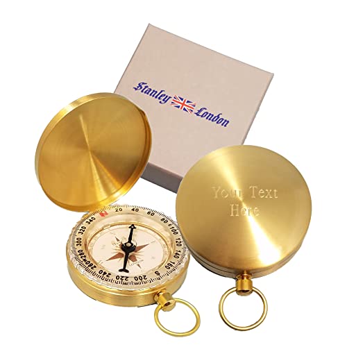 Personalized Wilderness Scouting Brass Pocket Compass | Engraved Gift For Husband, Son, Scouts, Camping, Hiking (My Own Text) #TOP12