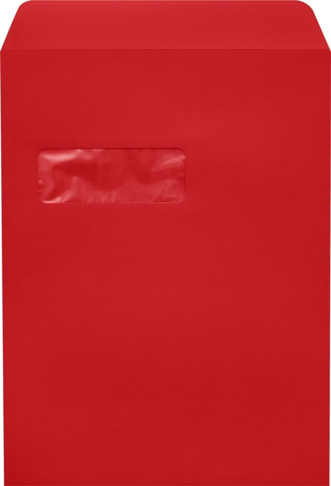 LUXPaper 9 x 12 Open End Window Envelopes | Peel & Press | Ruby Red | 80lb. Text | 50 Qty