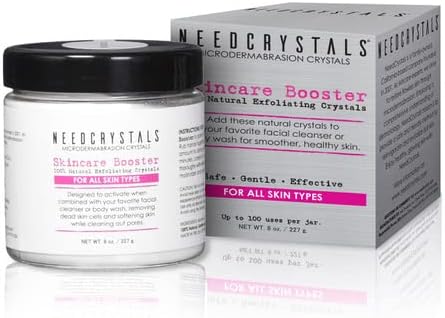 NeedCrystals Microdermabrasion Crystals 8 oz. / 227g. DIY Face Scrub. Natural Facial Exfoliator for Dull or Dry Skin Improves Scars, Blackheads, Pore Size, Wrinkles, Blemishes & Skin Texture