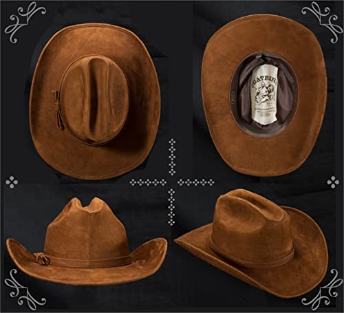 Leather Cowboy Hat, Cowhide Western Hat For Men And Women, Classic Outback Style (Brown, L) #TOP4