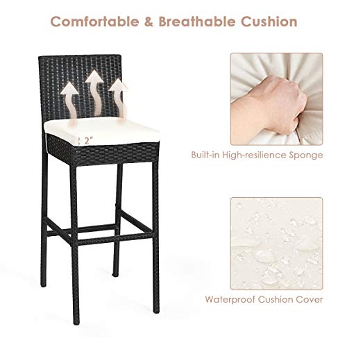 Tangkula 7 Pcs Outdoor Wicker Furniture With Acacia Wood Bar Table Top And Removable Cushion, Conversation Set For Dining, Patios thumb #5