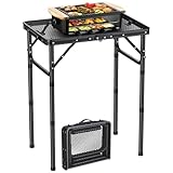 EYPINS Klappbarer Campingtisch Grilltisch Höhenverstellbar, Tragbarer Camping Tisch Kleiner Klapptisch (58x40 cm in 3 Höhen)- Metallgitter, Aluminiumrahmen- Für Camping, Grillen, Garten, Picknick