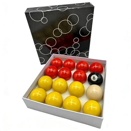 Sinsilvie Pool Balls Set Pool Table Ball RED & YELLOW 2 UK Competition Ball 2 2-1/16 2-1/4Multi-size Pool Billiards Set (Red & Yellow 2 (50.8mm))