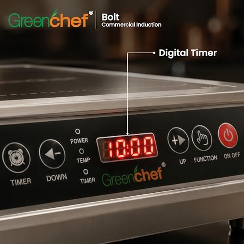 Image of Greenchef Bolt Commercial Induction Cooktop | Heavy-Duty Induction Stove | High Power | Digital Temperature & Power Control | Energy Efficient | Precision Time control | 3500 Watt Power