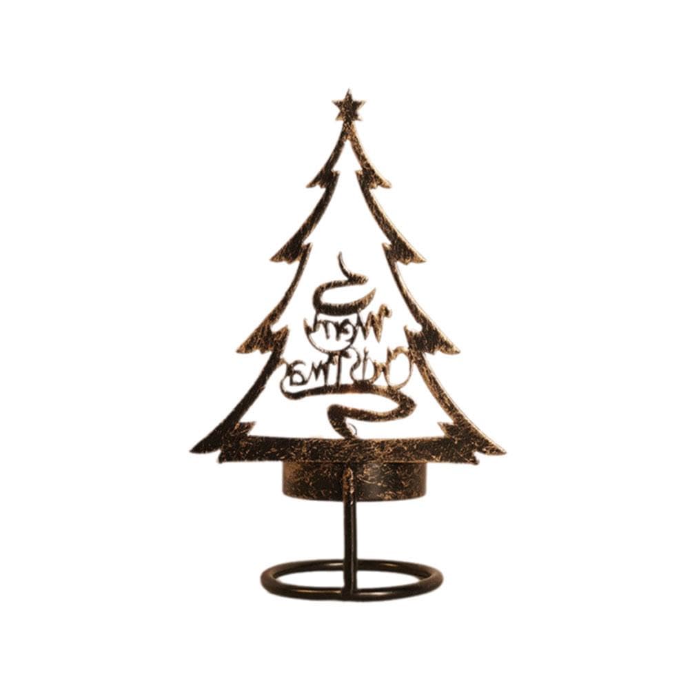 Vela de Navidad de metal de hierro con forma de árbol de Papá Noel para mesa, decoración para escritorio, año feliz