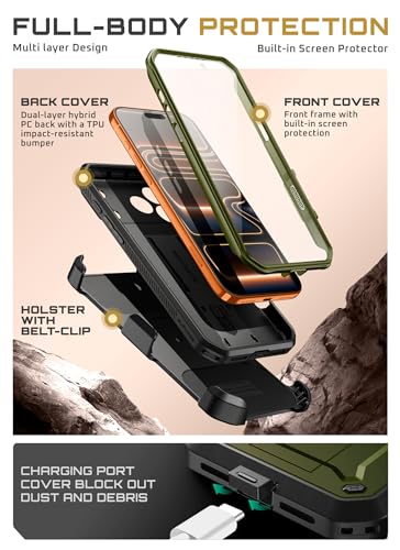 Image of SUPCASE for iPhone 17 Pro Case with Camera Control Button (Unicorn Beetle Pro), [Built-in Kickstand & Screen Protector] [Military-Grade Protection] Full Body Heavy Duty Phone Case, Guldan