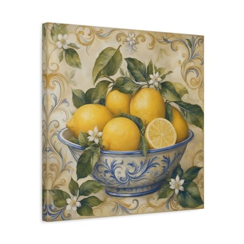 Tableau citron jaune vintage déco cuisine et coin petit-déjeuner Toile carrée 50x50 cm