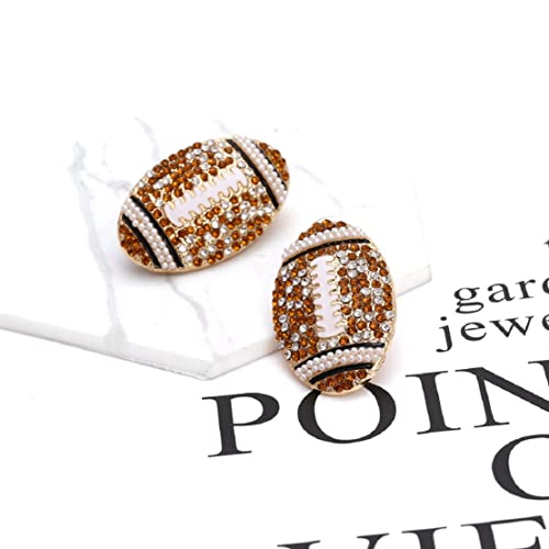 Football Earrings for Women, Beaded Football Stud Earrings for Womens, Cubic Zirconia Football Sports Ear Studs, Cute Football Jewelry -s Funny Earrings3