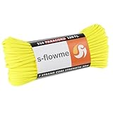 スフローム(s-flowme) パラコード 7芯 4mm x 30m 耐荷重 250kg クラフト テントロープ アクセサリー ブレスレッド アウトドア キャンプ テント タープ 用固定用紐 ガイロープ ロープ A05 ネオンイエロー