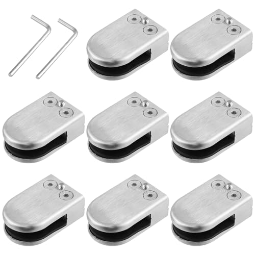 Neoteck Abrazadera de Cristal 10-11mm Clip de Vidrio 8PCS Soporte de Abrazadera de Clip de Vidrio Acero Inoxidable 201 para Barandilla Escalera Baño