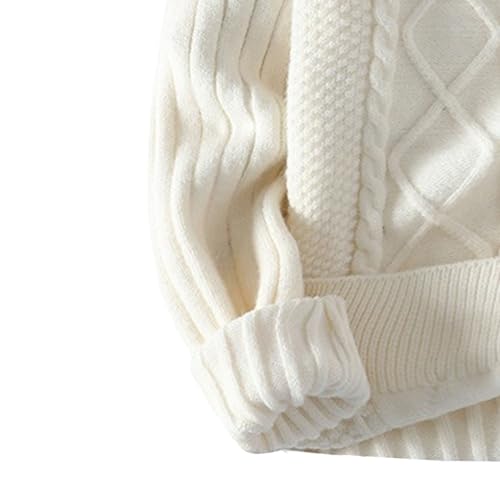 Mens Casual Cable Knit Sweater Fall Oversized Long Sleeve Pullover Crewneck Vintage Chunky Sweaters2