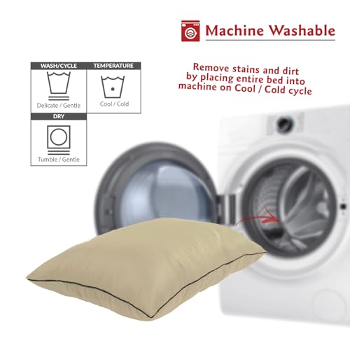 Image of Majestic Pet Rectangle Medium Dog Bed Washable - Non Slip Comfy Pet Bed - Dog Crate Bed Super Value Pillow Dog Bed - Dog Kennel Bed for Sleeping - Dog Bed Medium Breed 35 x 28 Inch - Solid Khaki