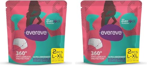 Image of EverEve Ultra Absorbent Disposable Period Panties, L-XL, 2's Pack, 0% Leaks, Sanitary protection for women & Girls, Maternity Delivery Pads, 360 Protection, Postpartum & Overnight use, Heavy Flow