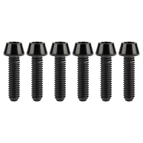 Image of Titanium Ti DIN912 M4 8 10 12 15 20mm Tapered Head Hex Bolts Bicycle Screws Pack of 6 (Black, M4x15mm)