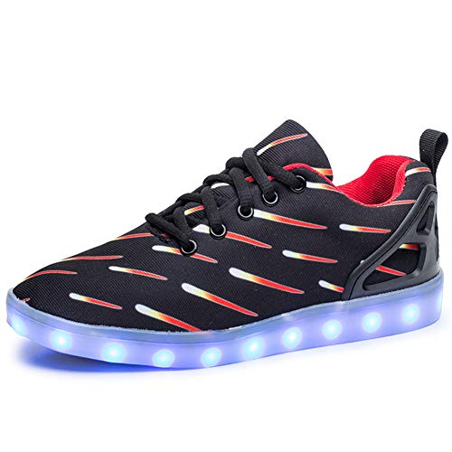 Kauson Mixte Enfants LED Chaussures de Sport 7 Changement de Couleur Chaussure de Mutilsport USB Rechargeable LED Lumineuse Baskets Mode Respirante Running Sneakers pour Garçons et Couple Cadeau Cover