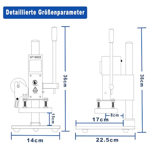 Heißfolienprägemaschine 10 x 13 cm Heißfolienprägung Maschine, 300 W Hot Foil Stamping Machine mit Skala, Positionierungsschieber, LCD-Bildschirm, Leather Bronzing Printing, Bronzing Machine