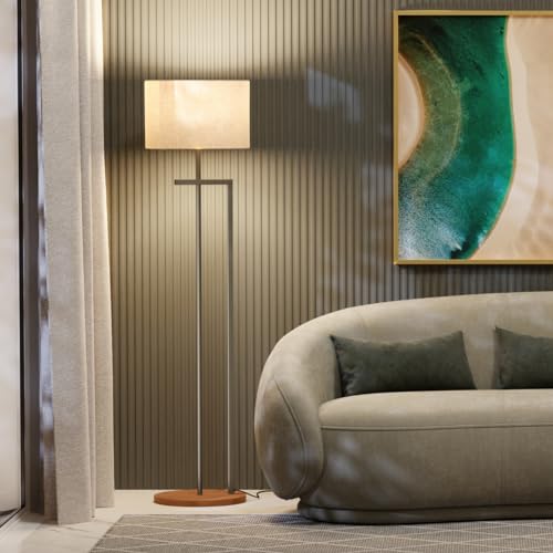 UNIDECOR CASA Luminária Abajur de Chão Salone Luxo Champanhe Cúpula Palha Italiana Aço Carbono
