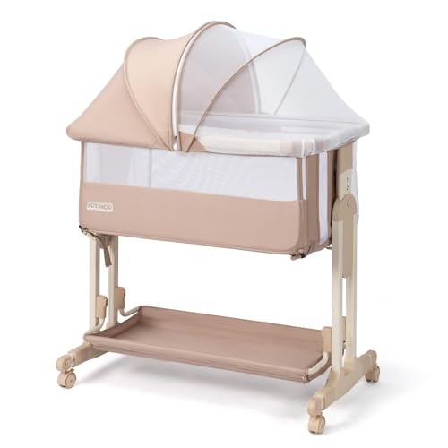 JOYMOR 4-in-1 baby bassinet bedside sleeper with 7-height adjust