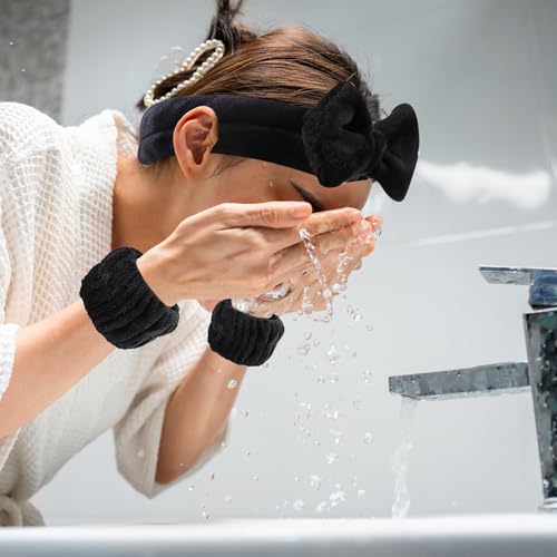 12 Pcs Coral Velvet Spa Headband and Wristbands Set, Makeup and Skincare Headbands and Hair Ties for Women, Soft Stretchy Facial Headband and Wristbands for Face Washing - Image 5