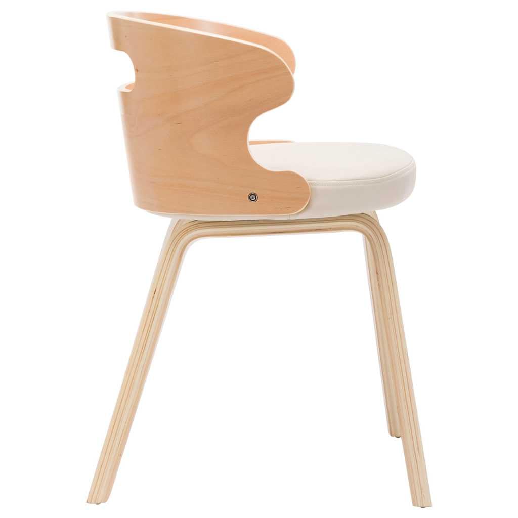Lot de 4 Chaises à Manger Crème Bois Courbé Similicuir