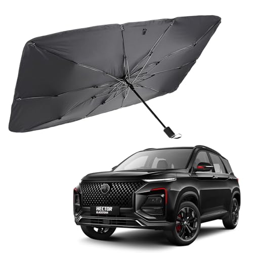 Image of Car Sunshade Windshield Umbrella Sunshade Compatible for MG Hector Car Front Window Sun Protection Foldable Sun Shade Full Cover Windshield for Most Vehicles, Black, 1 Piece