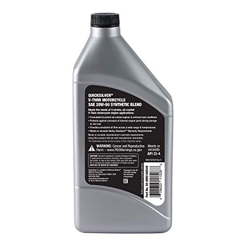 Aceite Sintético Quicksilver 20W-50 para Motocicleta 1 Quart miniatura 2
