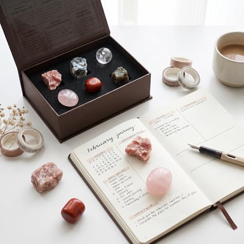 Juliful Unic Cancer Zodiac Energy Set - 6 Intuitive Crystals for Emotional Balance, Protection & Nurturing | Gift for Women & Zodiac Lovers | Moonstone, Sunstone + 4 More in Luxury Box — view 2