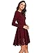 ROMWE Women's Scalloped Hem Stretchy Knit Flared Skater A-line Dress Burgundy L