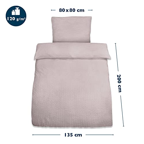 Beautissu Set di 2 Biancheria da Letto Seersucker