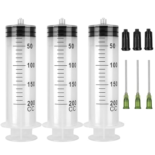 Seringues Luer Lock 200 ml étanches à large aiguille 14g pour fluides denses et dosage net