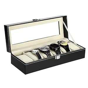 Uten 6 Watch Display Storage Box Jewelry Collection Case Organiser Holder Watch Box with 6 Slots