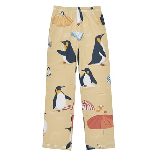ZZXXB Beach Penguins Boys Long Pants Soft Trousers Elastic Waist Kids Lounge Bottoms with Pockets S-XL