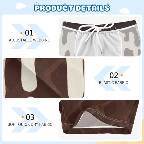 Boys Swim Trunks Quick Dry Bathing Suit Black Ice Cream Brown Toddler Swim Shorts Boardshorts Swimwear 3-103