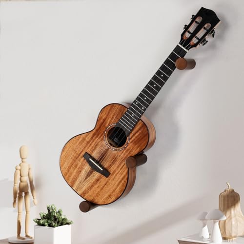 DAZZLIFE Ukulele Horizontal Hangers for Wall Wooden Wall Mount (Brown)