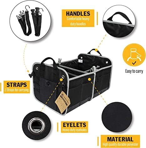 Miniatura 3 de TAHOE TRAILS Organizador de maletero plegable de 23 pulgadas para almacenamiento de automóvil placas base reforzadas parte inferior antideslizante e