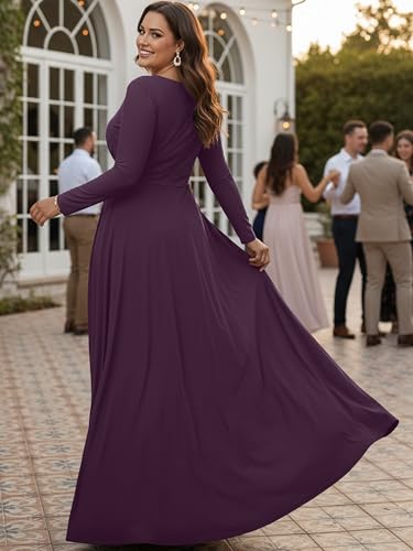 Image of KOH KOH Womens Long Sleeve Flowy Modest Elegant Evening Maxi Dress Gown