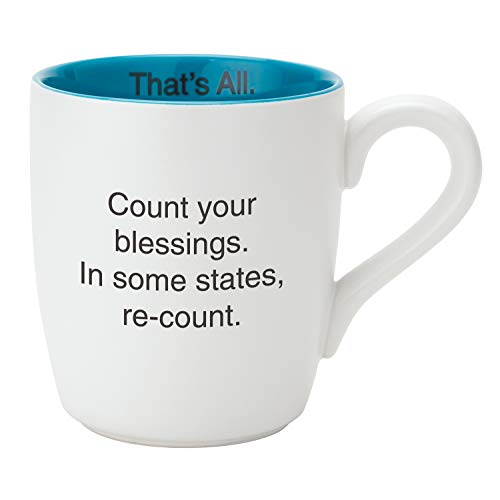 Santa Barbara Design Studio That's All White & Teal Ceramic Coffee Mug, 16-Ounce, Count Your Blessings