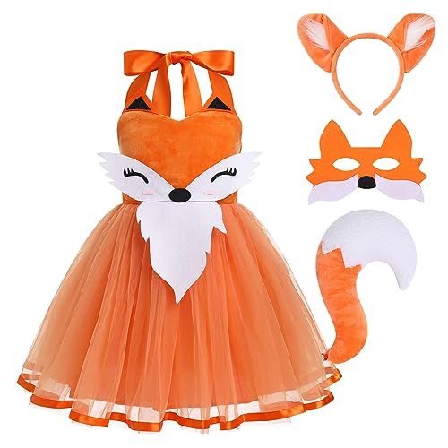 Disfraz de Zorro para Niñas 3-4 Años Naranja miniatura 1