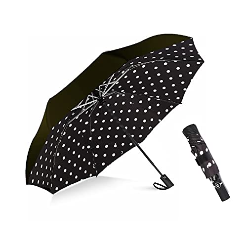 MRTLLOA Umgekehrte Regenschirme, umgekehrt, faltbar, winddicht, UV-Schutz, kompakter Regenschirm für Reisen, Outdoor, täglichen Gebrauch (weißer Punktschirm) Cover