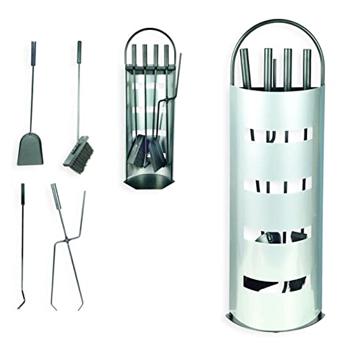 Set de 4 utensilios para chimenea con soporte, herramientas, accesorios para chimenea de leña de interior, hoguera, barbacoa, 67 x 21 x 14 cm