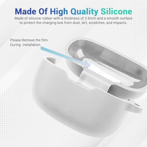 Image of LIRAMARK Silicone Cover Case with Carbiner Compatible with JBL Wave Beam /JBL Vibe Beam (White)