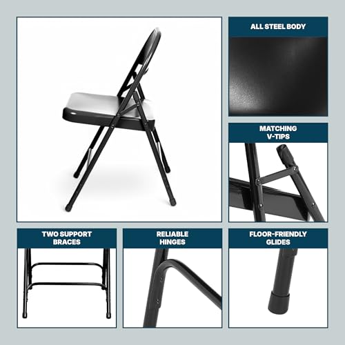 OEF Furnishings OEF50 Series All-Steel Heavy-Duty Folding Chairs with 500 lb Weight Capacity (4-Pack, Black) by OEF Furnishings - Image 6